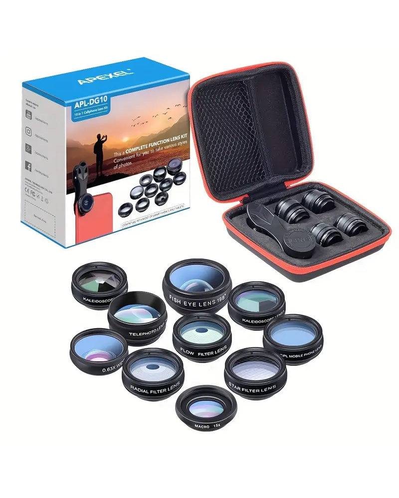 Apexel 10-in-1 Mobile Phone Camera Lens Kit