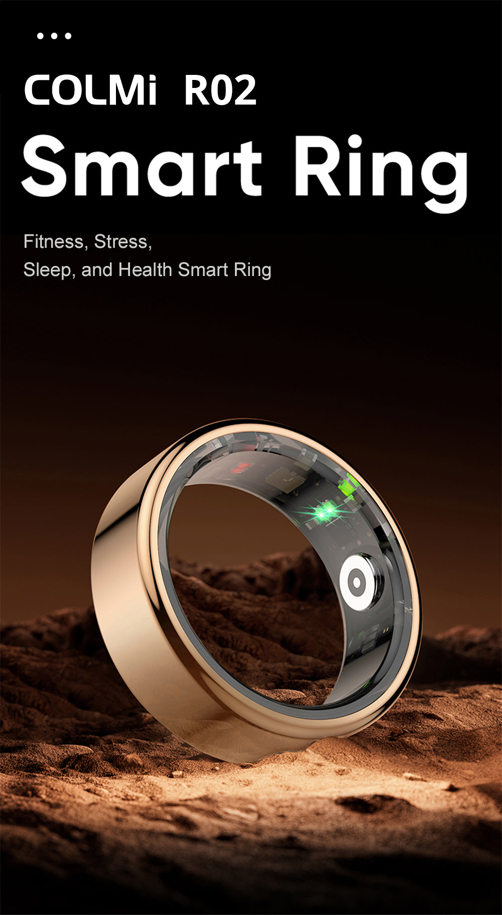 Colmi - R02 Smart Ring Waterproof Fitness Tracker with Health Monitoring - Black