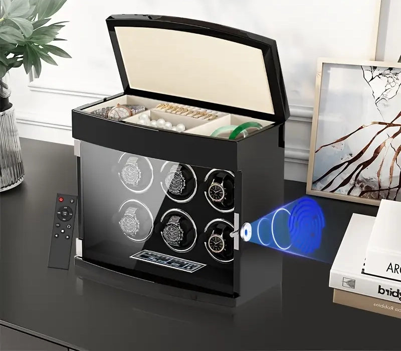 Luxury 6-Slot Automatic Watch Winder with Fingerprint Lock