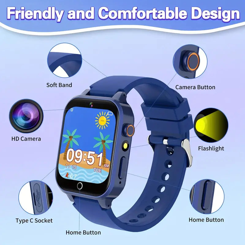 HD Touch Screen Smart Watch For Boys And Girls - Blue