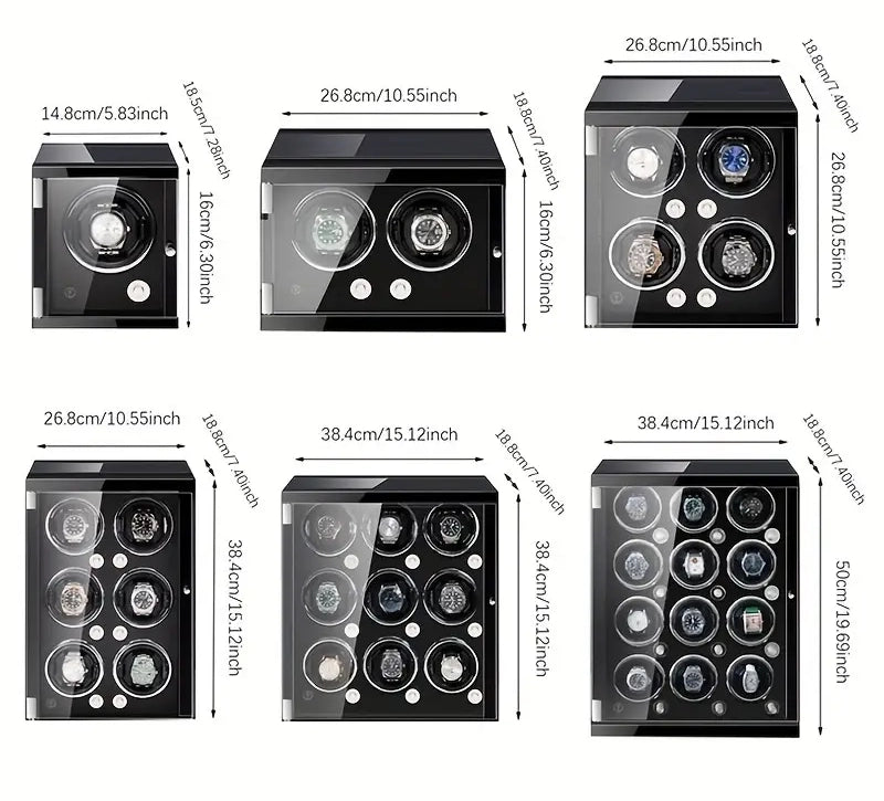 Automatic Watch Winder with LED Display and Adjustable Slots