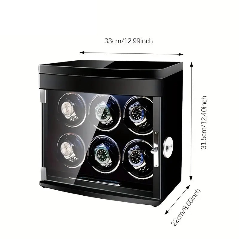 Luxury 6-Slot Automatic Watch Winder with Fingerprint Lock