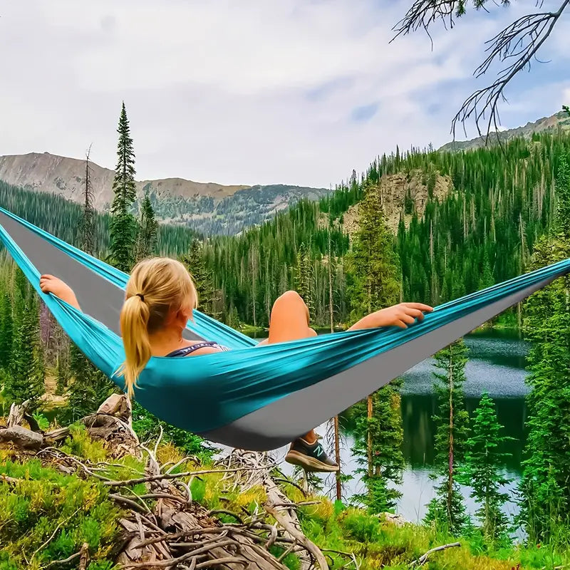 Lightweight Nylon Camping Hammock - Navy & Blue