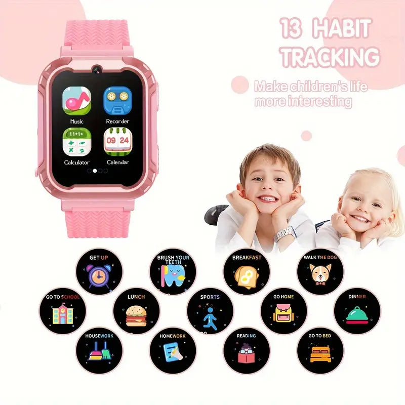 Kids Smartwatch with HD Touch Screen, Camera, Puzzle Games, Learning Card & More - Blue