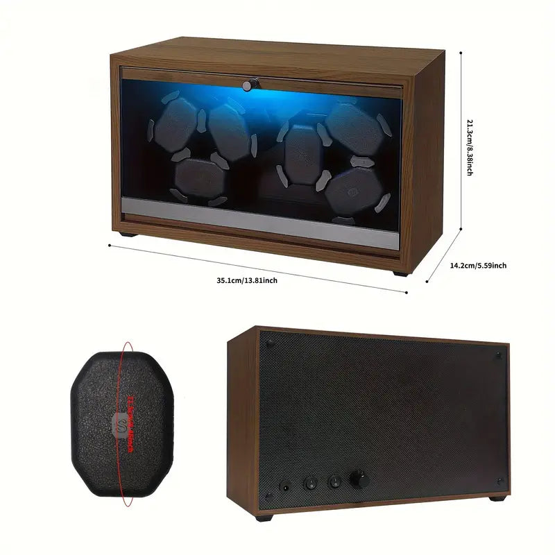 6 Unit Automatic Watch Winder Box - Wood - Demo