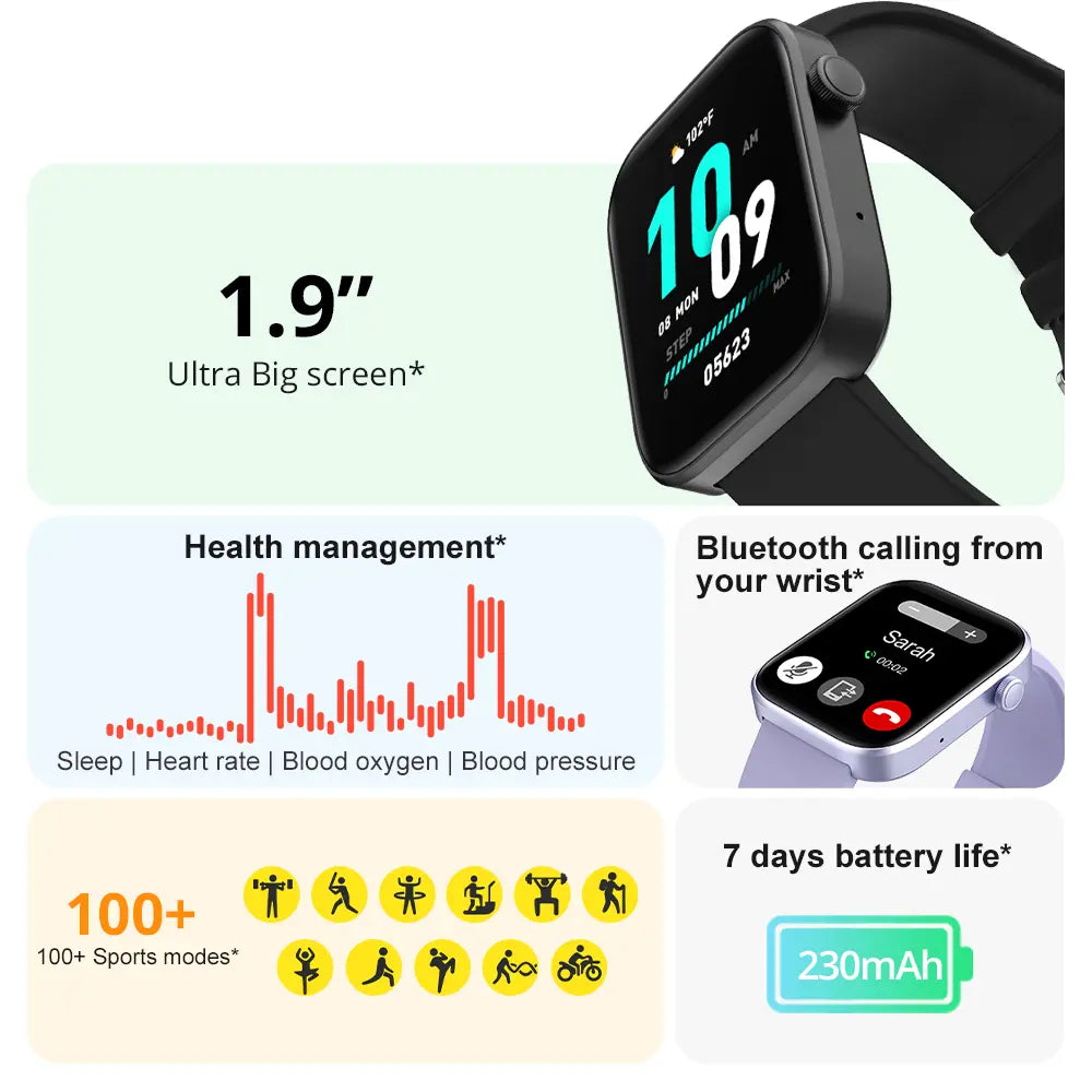 Colmi - P71 Smartwatch 1.9″ Display With Voice Calling & Voice Assistant - Purple