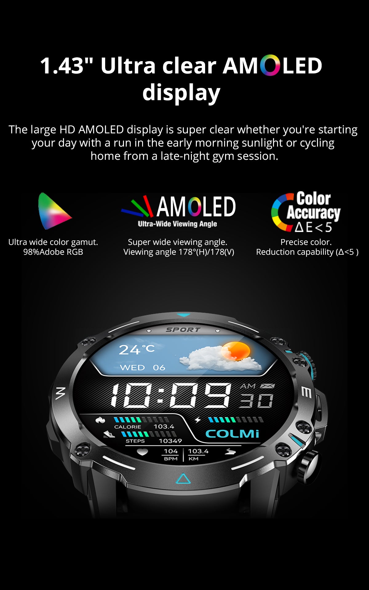 Colmi - M42 Smartwatch 1.43″ AMOLED Display With 100+ Sports Modes & Voice Calling - Grey