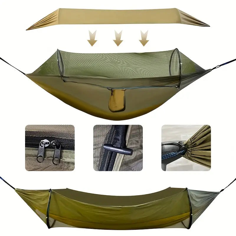 3 In 1 Hammock With Mosquito Net And Sun Shelter - Camo