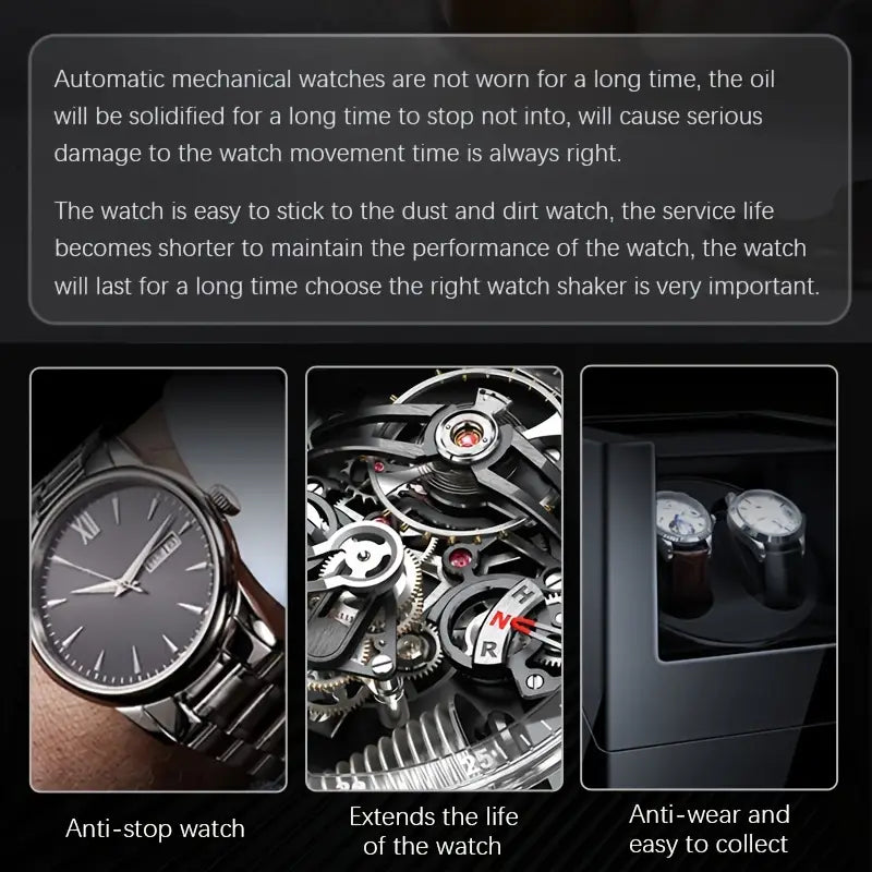 Automatic Watch Winder with LED Display and Adjustable Slots