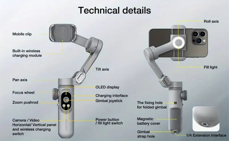 Aochuan - Smart X Pro Professional Gimbal Stabiliser for Smartphone