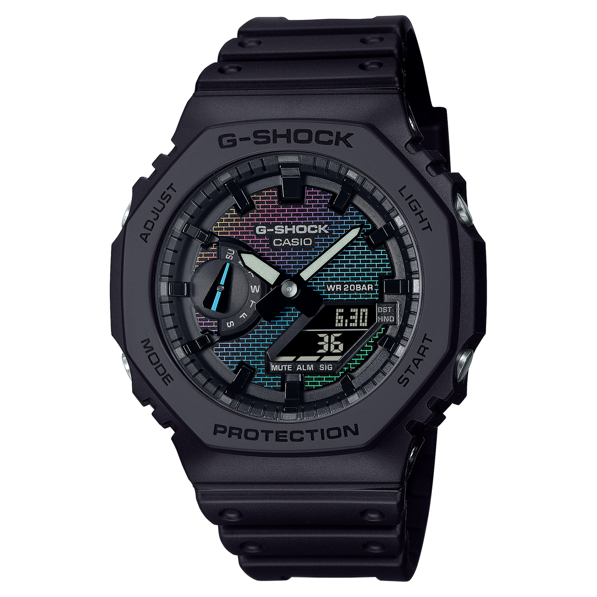 G-Shock Mens 200m Carbon Core Rainbow Brick Wall - GA-2100RW-1