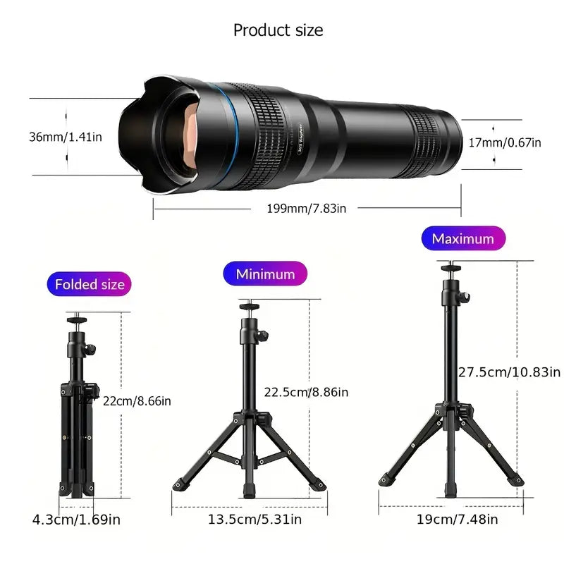 APEXEL 36X Telephoto Monocular with Tripod