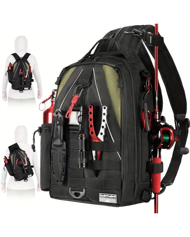 Ghosthorn Fishing Backpack With Rod Holder - Black