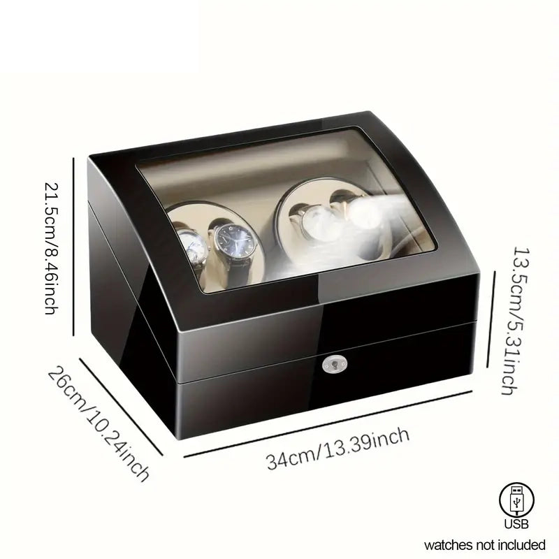 4 Slot Deluxe Watch Winder With 6 Storage Compartments