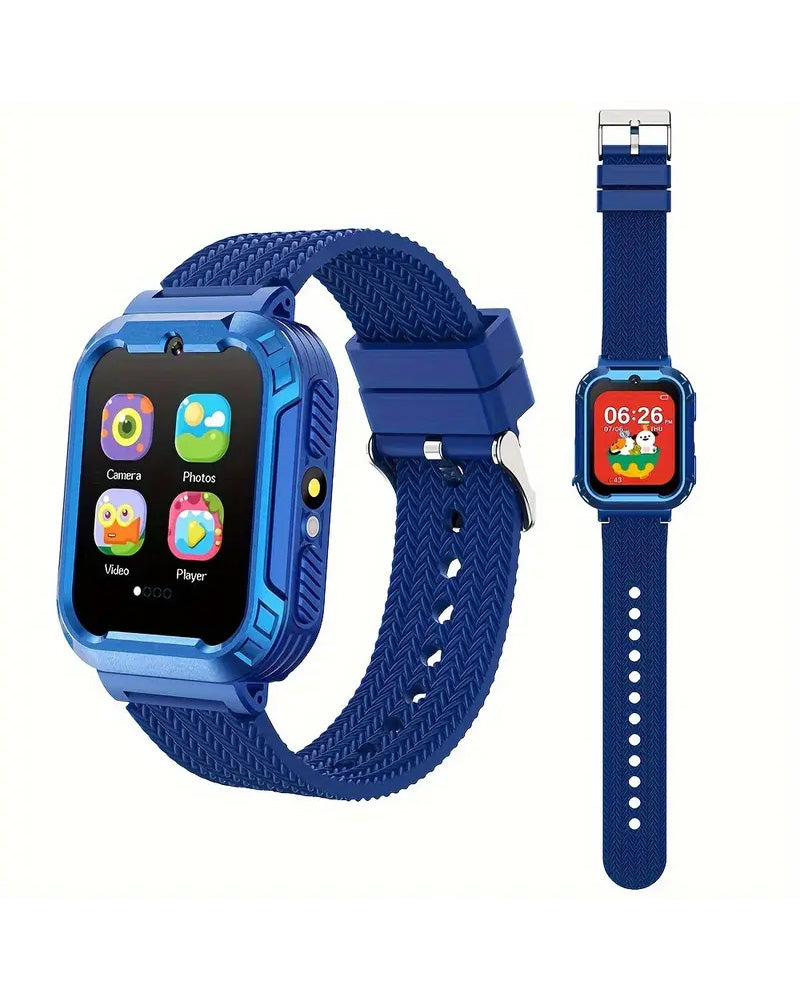 Kids Smartwatch with HD Touch Screen, Camera, Puzzle Games, Learning Card & More - Blue