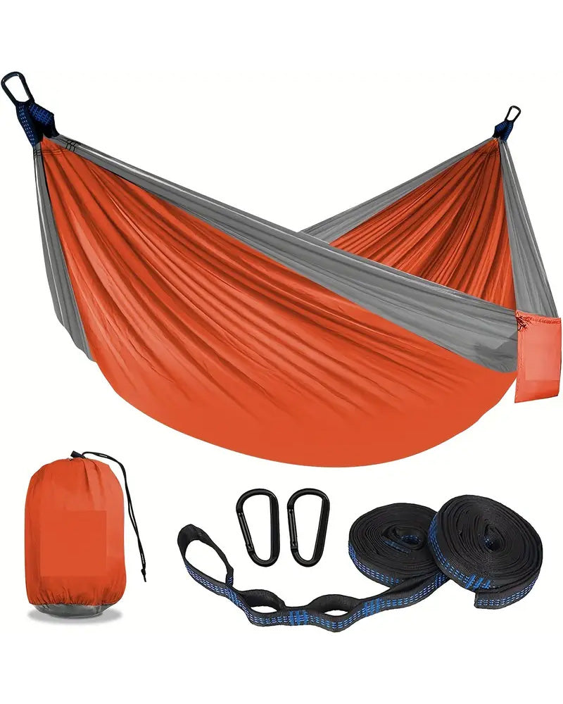 Lightweight Nylon Camping Hammock - Orange & Grey